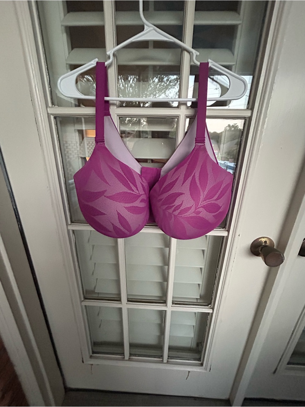 Cacique Magenta Leaf Jacquard Underwire Bra